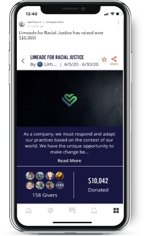 LimeadeCauzeRacialJusticeCampaign - Social Giving in the Workplace: How Limeade Helps Employees Care for Others