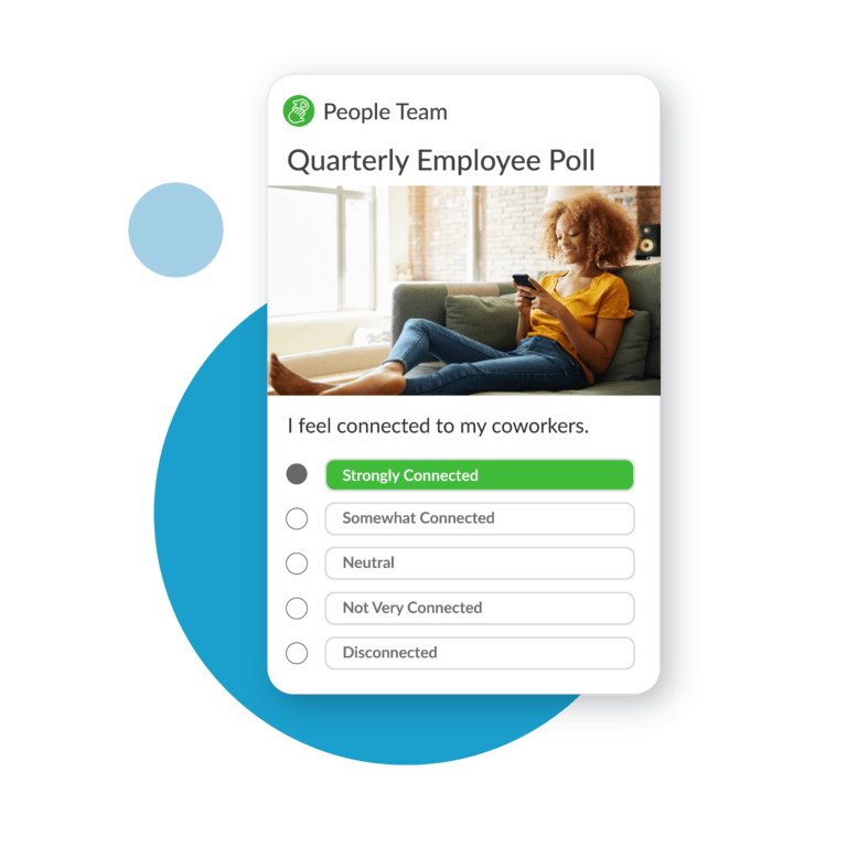 Quarterly employee poll about company culture and employee connection in a global wellbeing program