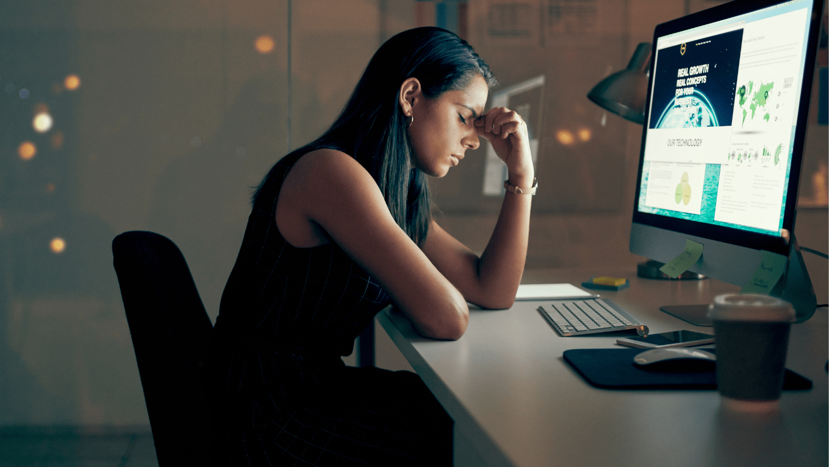 3 Ways To Know If Your Employees Suffer From Burnout Limeade Listening woman at computer stressed
